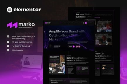 Marko - Digital Marketing Agency Elementor Template Kit Website
